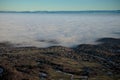 Sea Ã¢â¬â¹Ã¢â¬â¹of Ã¢â¬â¹Ã¢â¬â¹clouds on the Auvergne volcanic chain in Puy-de-Dome Royalty Free Stock Photo